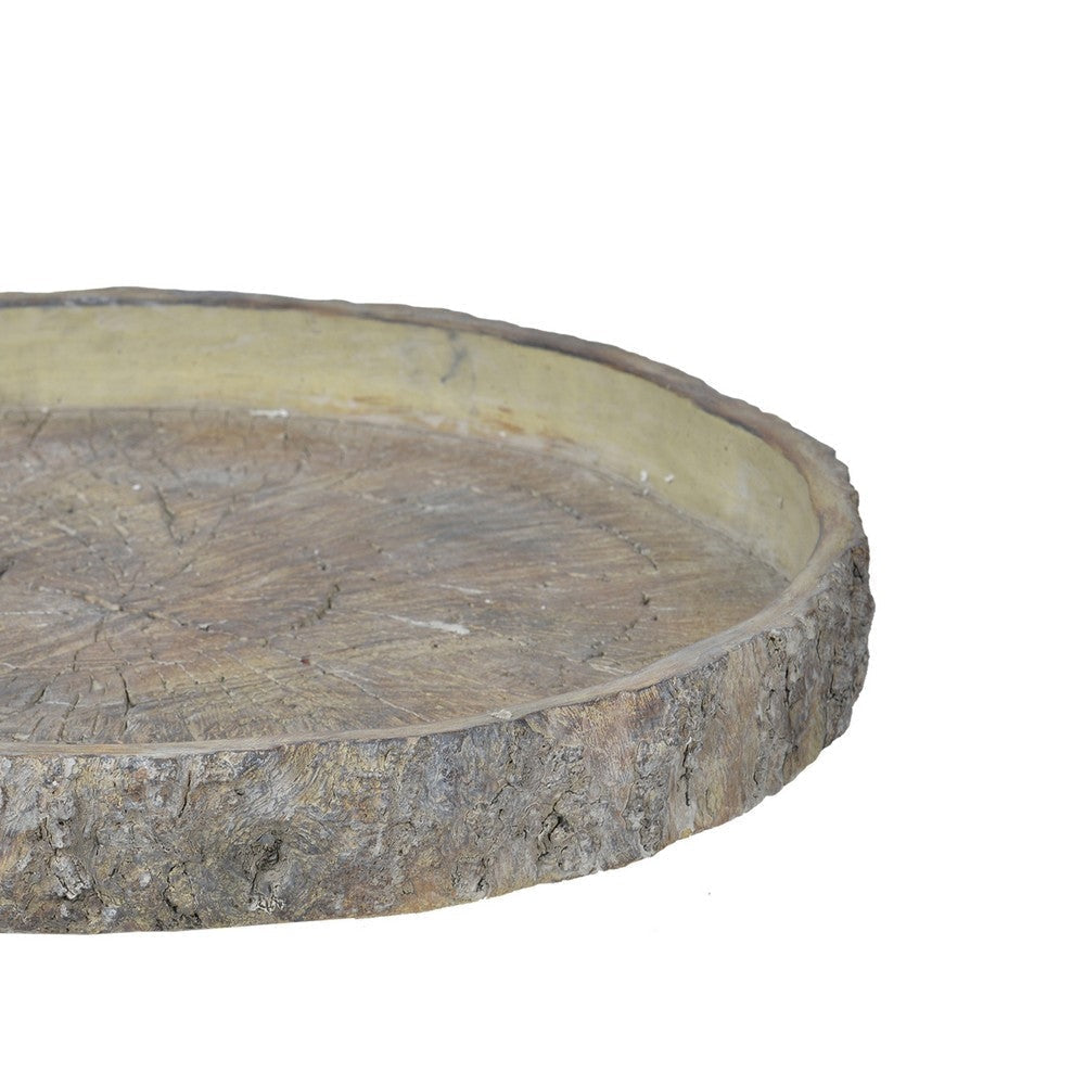 Decorative Cemented Log Plate with Distressed Details Gray By Casagear Home BM200905