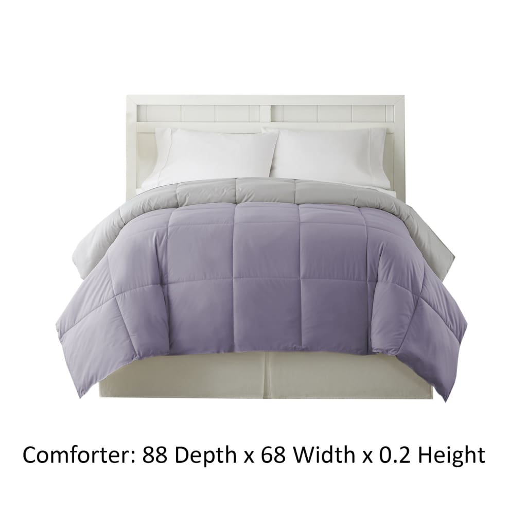 Genoa Twin Size Box Quilted Reversible Comforter The Urban Port Purple and Gray BM202045