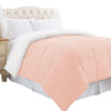 Genoa Queen Size Box Quilted Reversible Comforter By Casagear Home, White and Pink