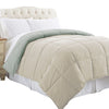 Genoa Queen Size Box Quilted Reversible Comforter The Urban Port Gray and Beige BM202051