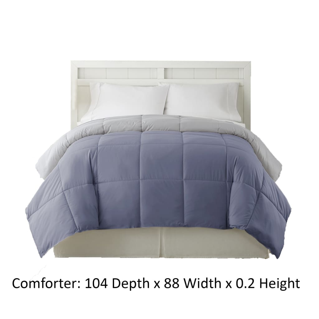 Genoa Reversible King Comforter with Box Quilted The Urban Port Silver and Blue BM202055