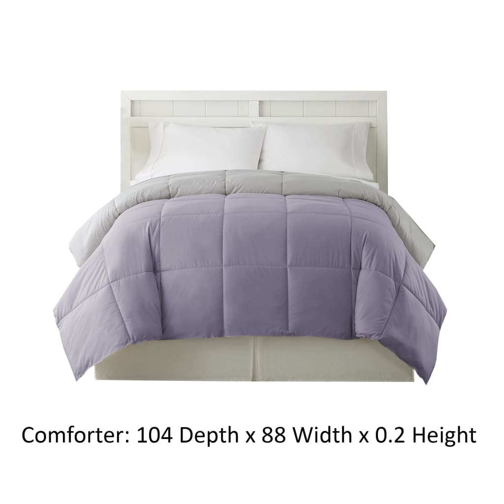 Genoa King Size Box Quilted Reversible Comforter The Urban Port Purple and Gray BM202059