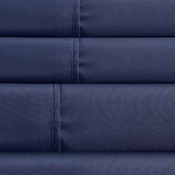 Lanester 3 Piece Polyester Twin Size Sheet Set By Casagear Home Navy Blue BM202125