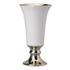 Ceramic Vase with Flared Top and Pedestal Base, Large, White and Gold - BM202241 By Casagear Home