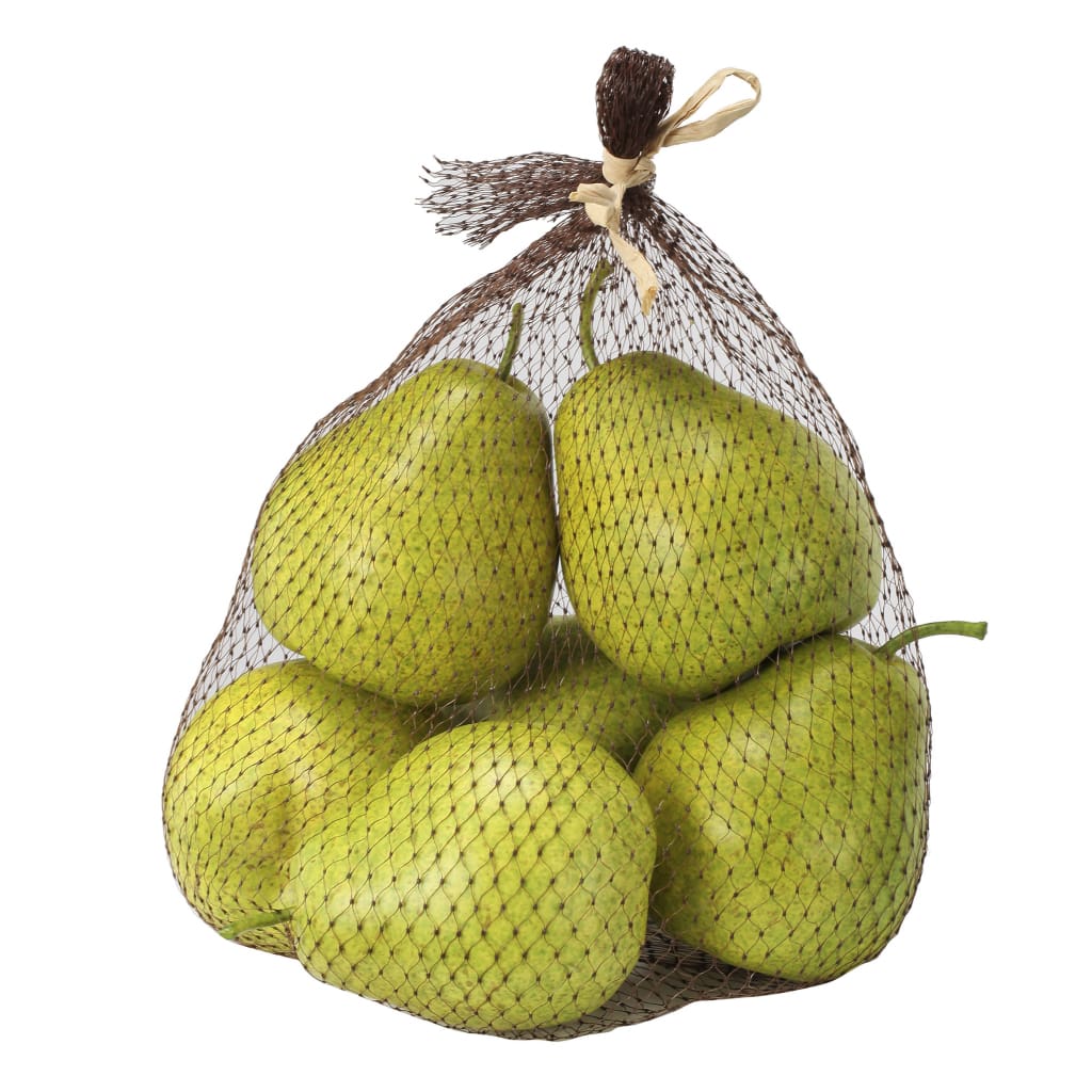 Decorative 6 Piece Artificial Pear in Plastic Net Bag, Green - BM202283 By Casagear Home