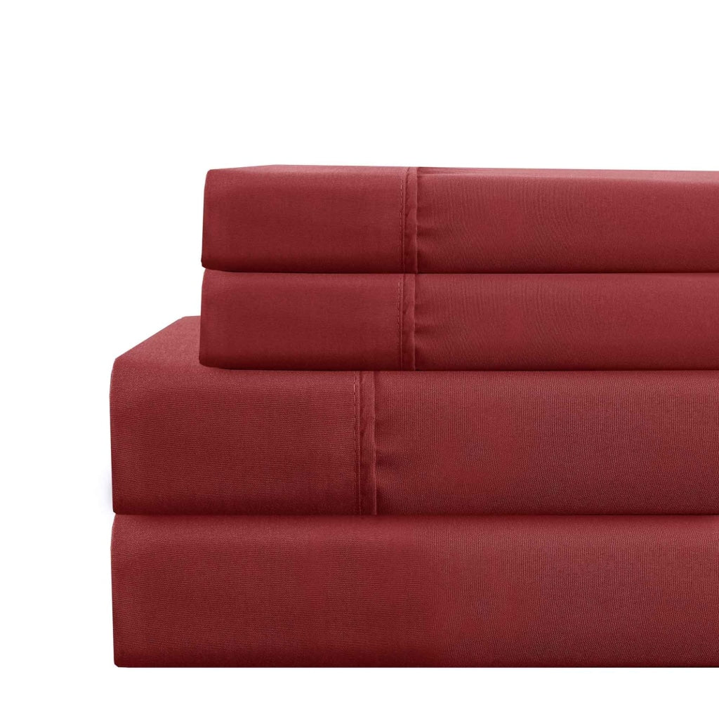 Lanester 4 Piece Deep Pocket Full Size Sheet Set By Casagear Home Red BM202311