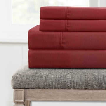 Lanester 4 Piece Deep Pocket Full Size Sheet Set By Casagear Home, Red