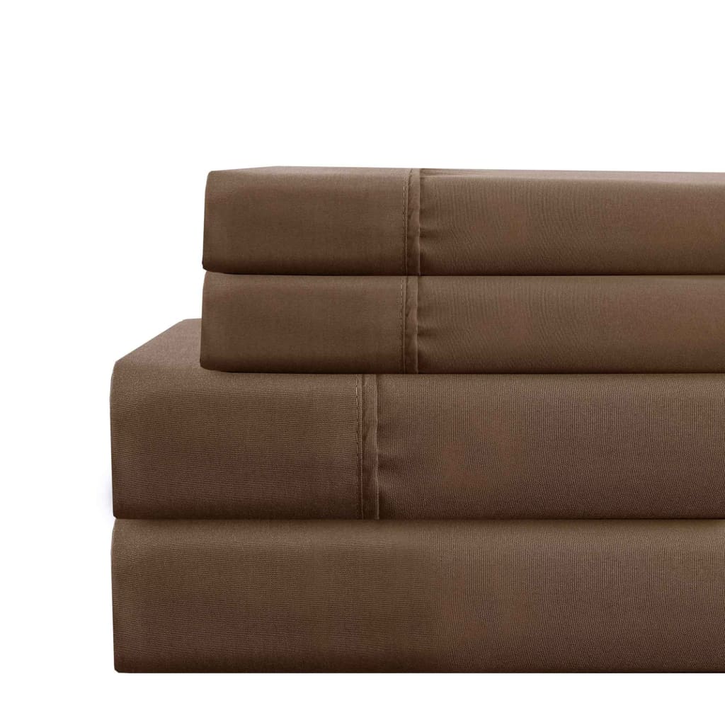 Lanester 4 Piece Deep Pocket Full Size Sheet Set By Casagear Home, Brown