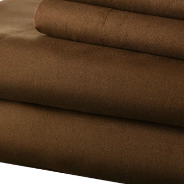 Lanester 4 Piece Deep Pocket Queen Size Microfiber Sheet Set By Casagear Home Brown BM202346