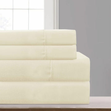 Lanester 4 Piece Queen Size Microfiber Deep Pocket Sheet Set By Casagear Home, Cream