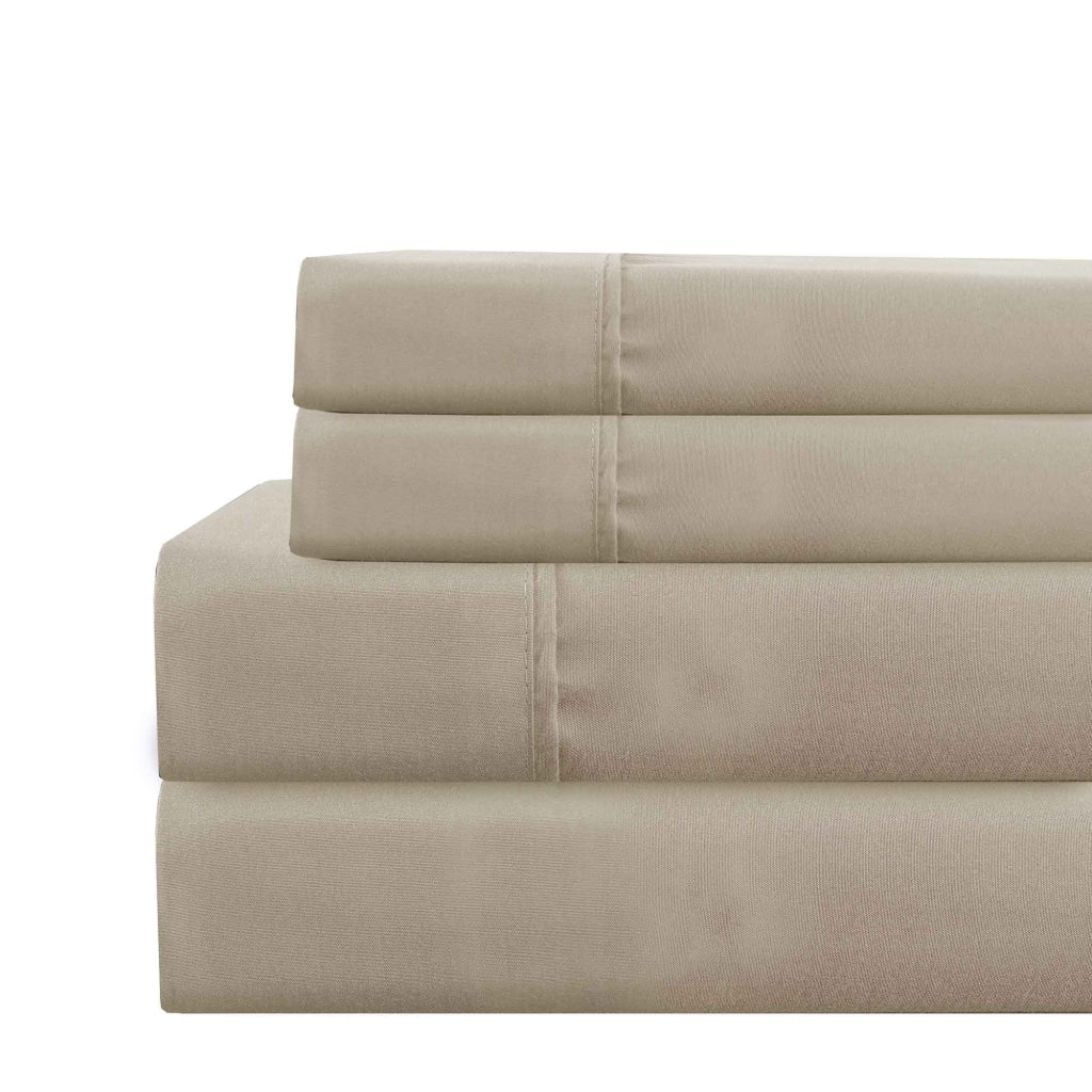 Lanester 4 Piece Queen Size Deep Pocket Sheet Set By Casagear Home Taupe Gray BM202353