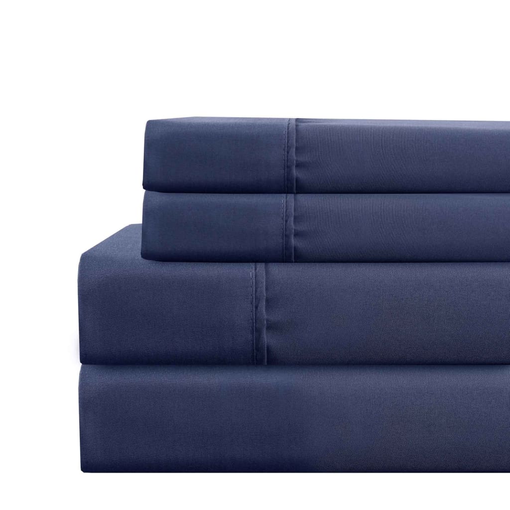 Lanester 4 Piece King Size Microfiber Sheet Set with Deep Pocket By Casagear Home, Blue