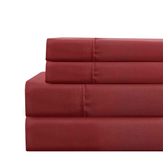 Lanester 4 Piece Deep Pocket California King Size Sheet Set By Casagear Home, Red