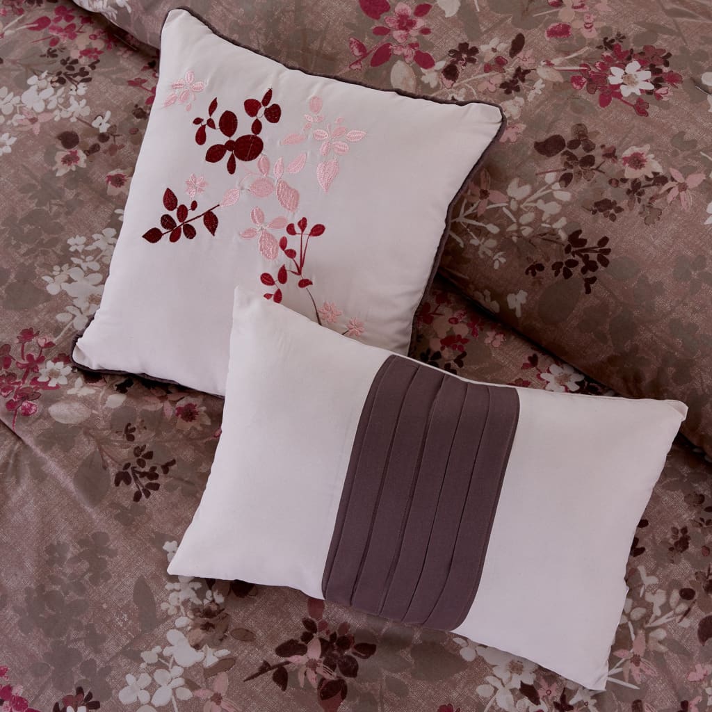 Andria 10 Piece Queen Size Comforter and Coverlet Set The Urban Port Brown and Pink BM202794