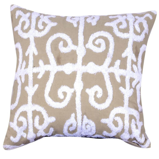 20 X 16 Inch Cotton Pillow with Vermicular Pattern, Set of 2, Brown and White - BM203557 By Casagear Home