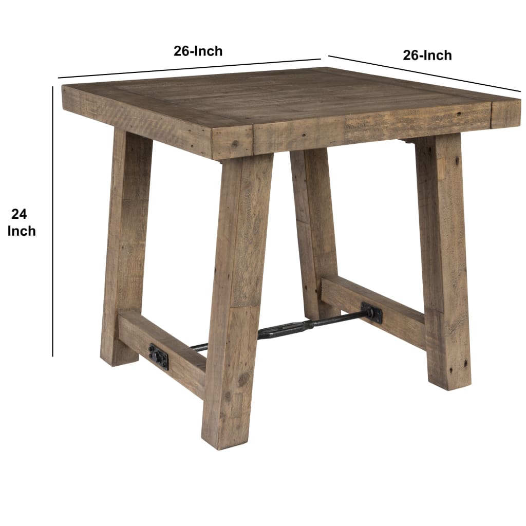 Handcrafted Reclaimed Wood End Table with Grains Weathered Gray - BM203610 BM203610