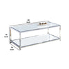 Glass Top Metal Coffee Table with Open Bottom Shelf Silver and Clear - BM203952 By Casagear Home BM203952