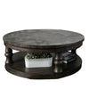 Round Wooden Coffee Table with Open Bottom Shelf, Dark Brown By Casagear Home