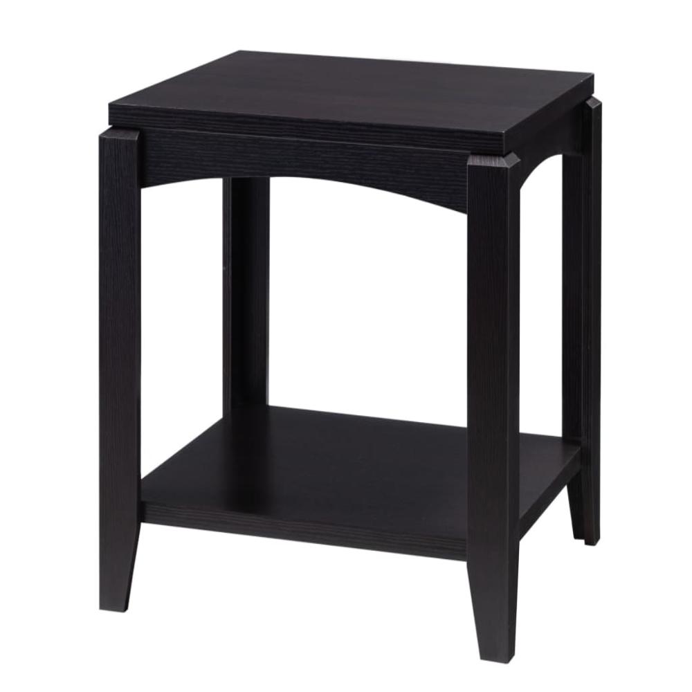 Wooden End Table with Open Bottom Shelf and Chamfered Legs, Brown by Casagear Home