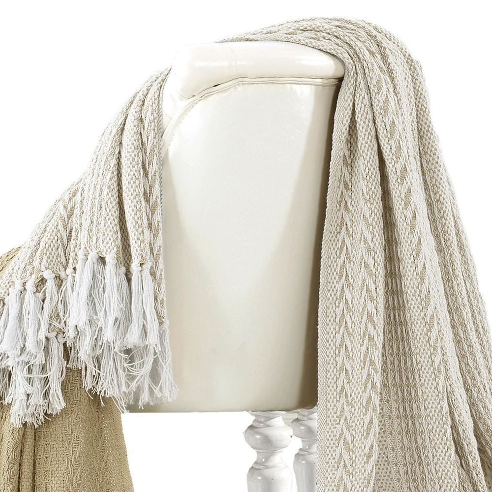 Latina Cotton Throw with Decorative Fringe The Urban Port Set of 2 Brown BM204215