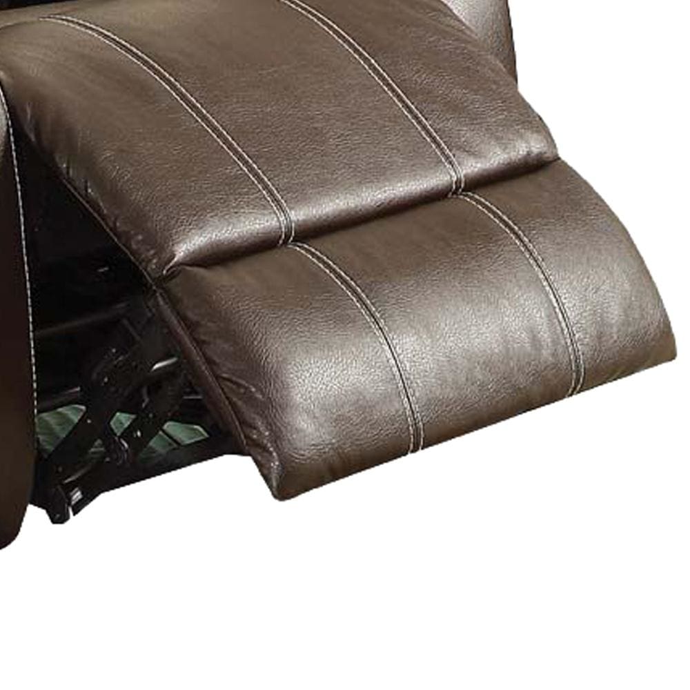 Leather Upholstered Metal Rocker Reclining Chair Brown - BM204345 By Casagear Home BM204345