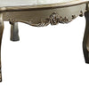 Handcrafted Wooden Coffee Table with Engravings,Antique White and Gold By Casagear Home BM204465