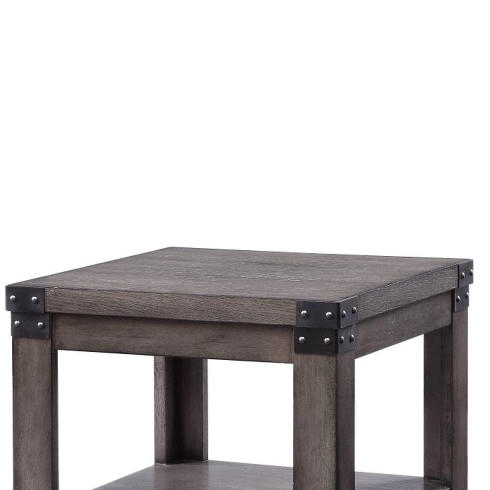 Wooden End Table with Open Bottom Shelf and One Drawer Gray - BM204478 By Casagear Home BM204478