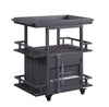 Metal Serving Cart with 1 Door Storage and 2 Tray Shaped Shelves, Gray - BM204490 By Casagear Home