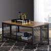 Metal Coffee Table with 1 Bottom Shelf and Mesh Design, Brown and Gray - BM204492 By Casagear Home