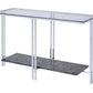 Glass Top Metal Sofa Table with Marble Bottom shelf, Silver and Clear - BM204499 By Casagear Home