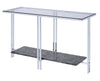 Glass Top Metal Sofa Table with Marble Bottom shelf, Silver and Clear - BM204499 By Casagear Home