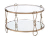 Metal Coffee Table with Glass Top and 1 Bottom Shelf,Gold and Clear - BM204503 By Casagear Home