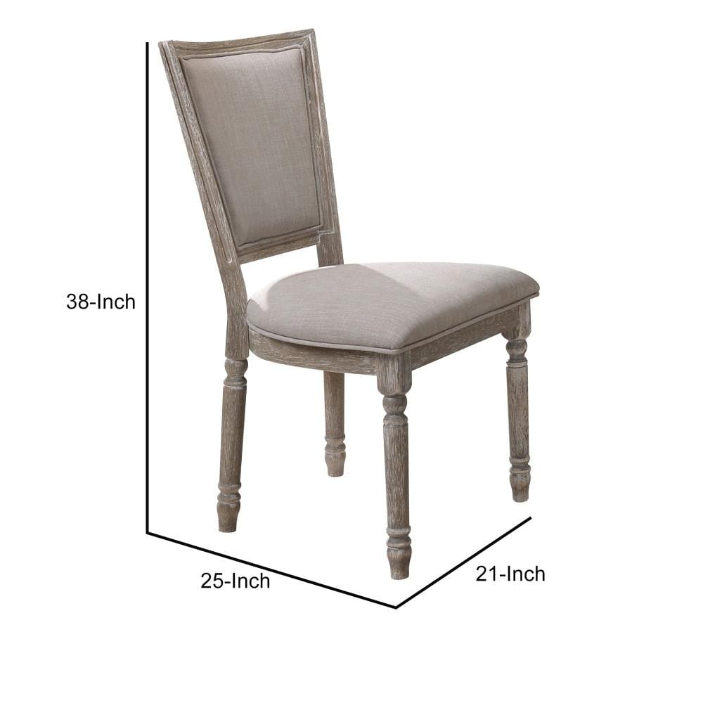 Wooden Chair with Fabric Upholstered Seating Set of 2 Gray and Brown - BM204528 By Casagear Home BM204528