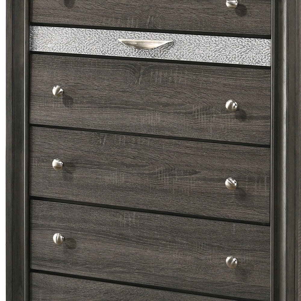 Transitional Style 6 Drawer Wooden Chest with Bracket Feet Gray By Casagear Home BM204564