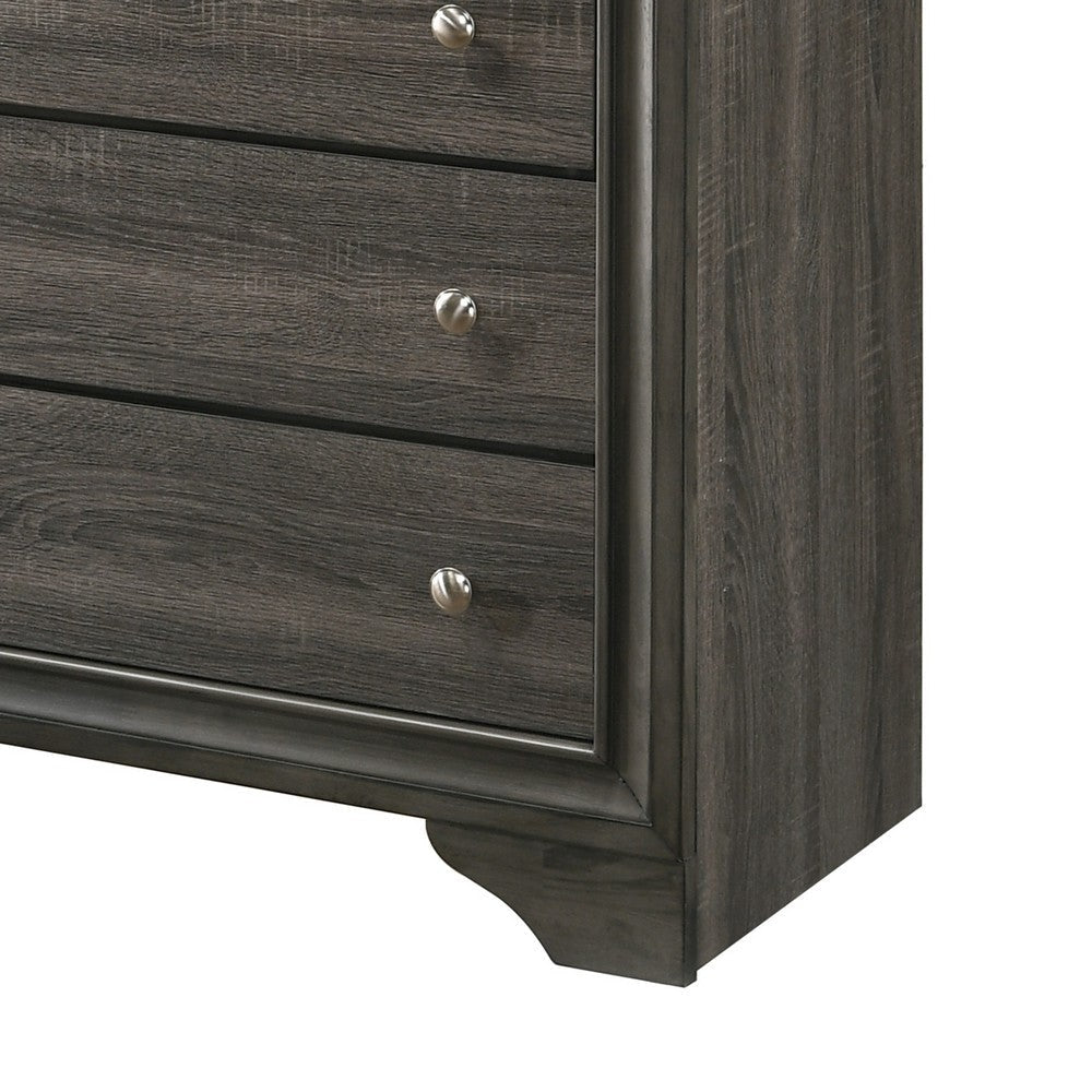 Transitional Style 6 Drawer Wooden Chest with Bracket Feet Gray By Casagear Home BM204564