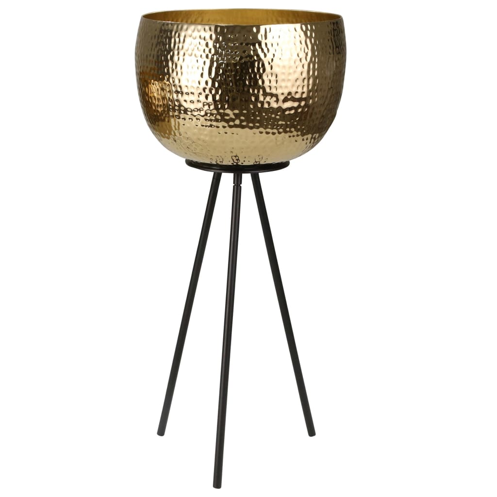 Modern Metal Hammered Bowl with Tripod Legs Set of 2 Gold and Black - BM205274 By Casagear Home BM205274