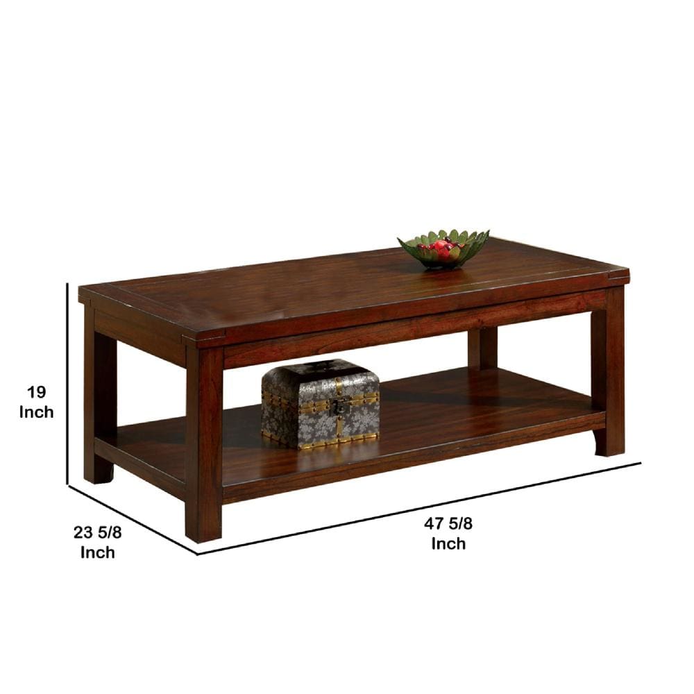 Traditional Coffee Table with Rectangular Top and Tapered Legs Brown - BM205340 By Casagear Home BM205340