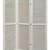 3 Panel Foldable Wooden Shutter Screen with Straight Legs White - BM205398 By Casagear Home BM205398