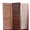 Traditional Foldable Wooden Shutter Screen with 3 Panels Brown - BM205415 By Casagear Home BM205415