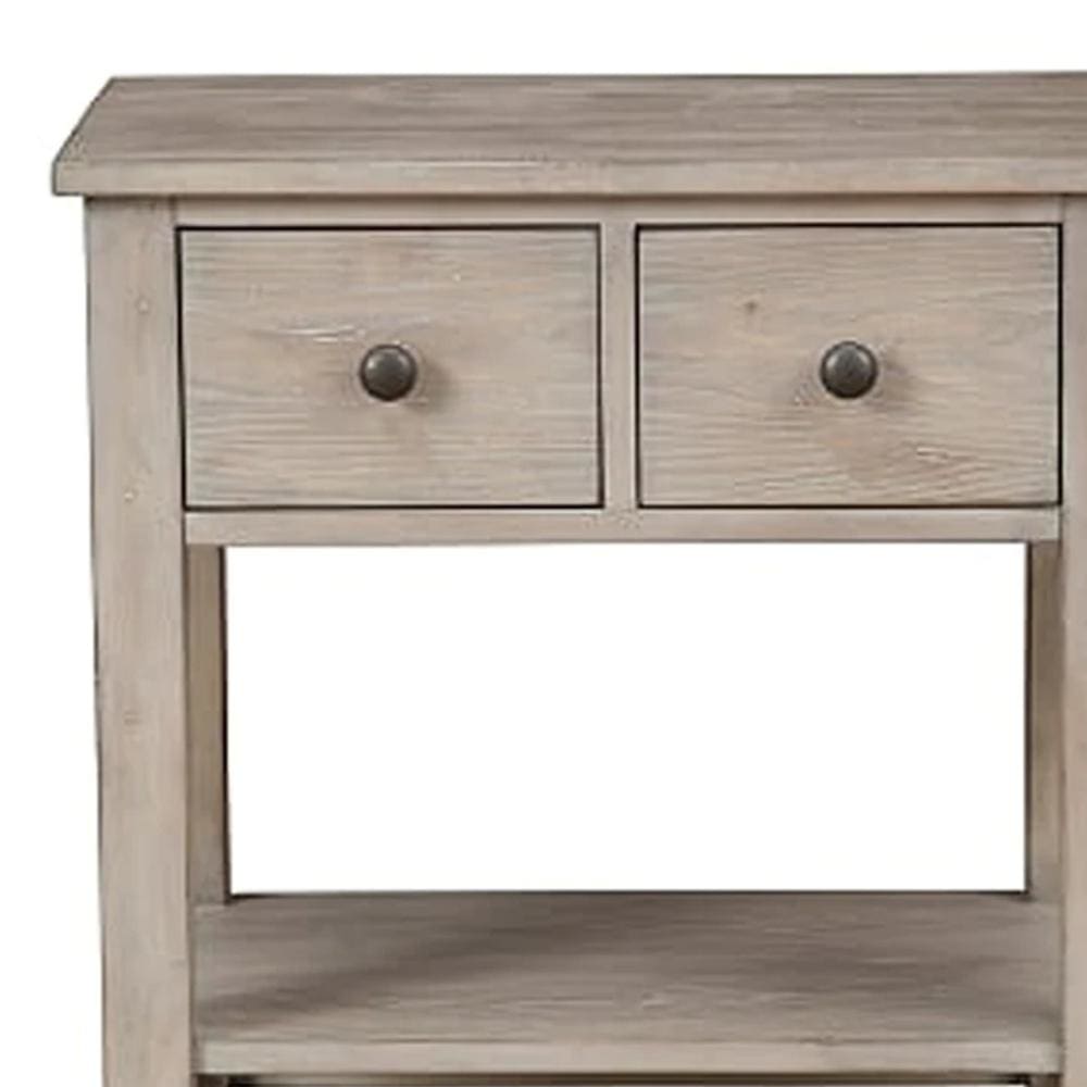 Transitional Nightstand with Two Drawers and Bottom Shelf Gray - BM205695 By Casagear Home BM205695