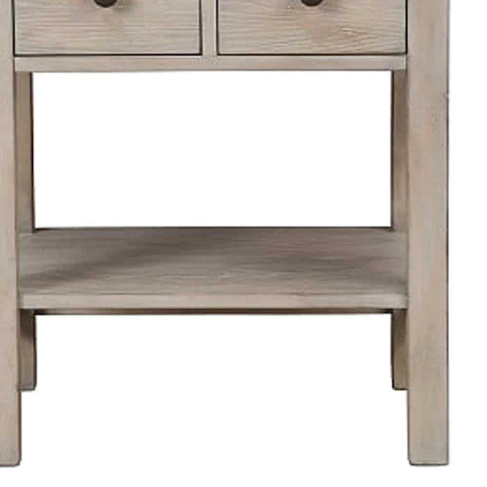 Transitional Nightstand with Two Drawers and Bottom Shelf Gray - BM205695 By Casagear Home BM205695