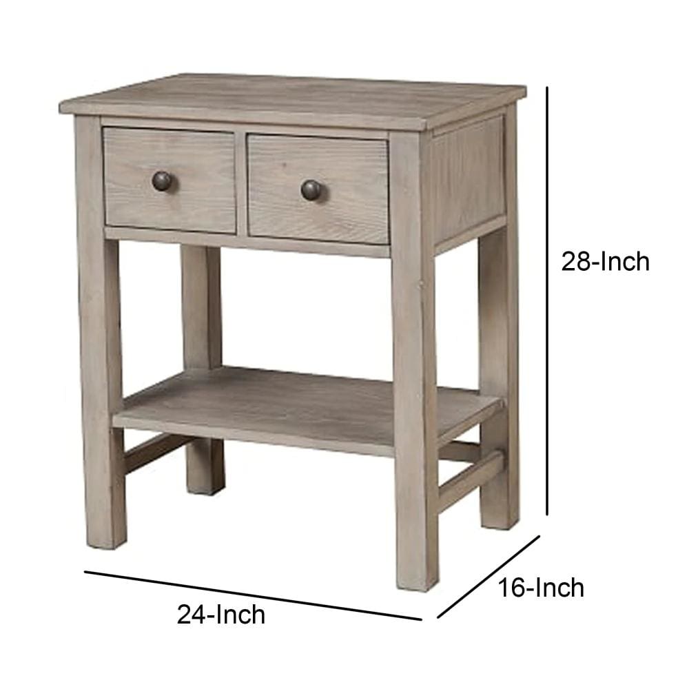 Transitional Nightstand with Two Drawers and Bottom Shelf Gray - BM205695 By Casagear Home BM205695