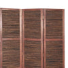 Wooden 3 Panel Room Divider with Horizontal Bamboo Stripes Dark Brown - BM205783 By Casagear Home BM205783