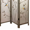 Art Styled 3 Panel Wooden Screen with Hand painted Fabric Design Beige - BM205893 By Casagear Home BM205893