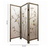 Art Styled 3 Panel Wooden Screen with Hand painted Fabric Design Beige - BM205893 By Casagear Home BM205893