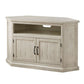 Rustic Style Wooden Corner TV Stand with 2 Door Cabinet White - BM205963 By Casagear Home BM205963