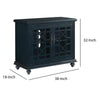 Transitional Wood and Glass TV Stand with Trellis Cabinet Front Dark Blue - BM205972 By Casagear Home BM205972