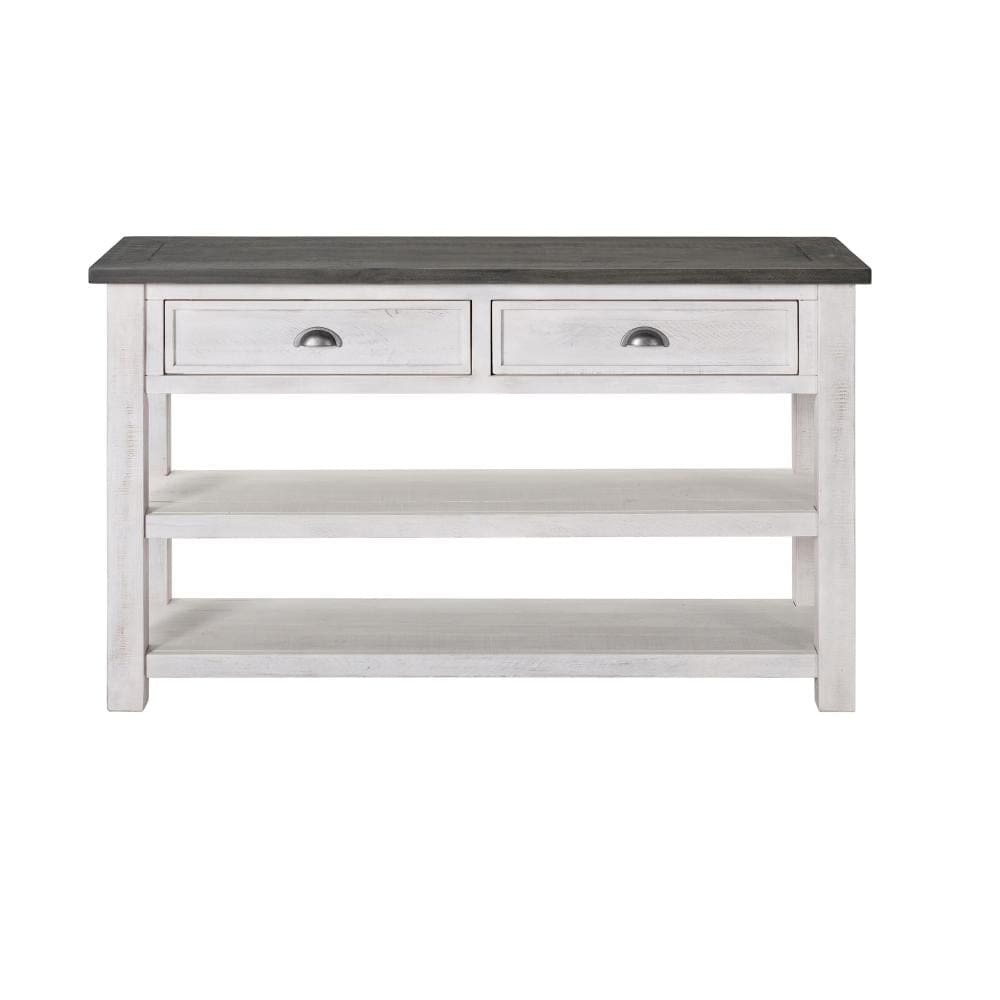 Coastal Rectangular Wooden Console Table with 2 Drawers White and Gray - BM205981 By Casagear Home BM205981