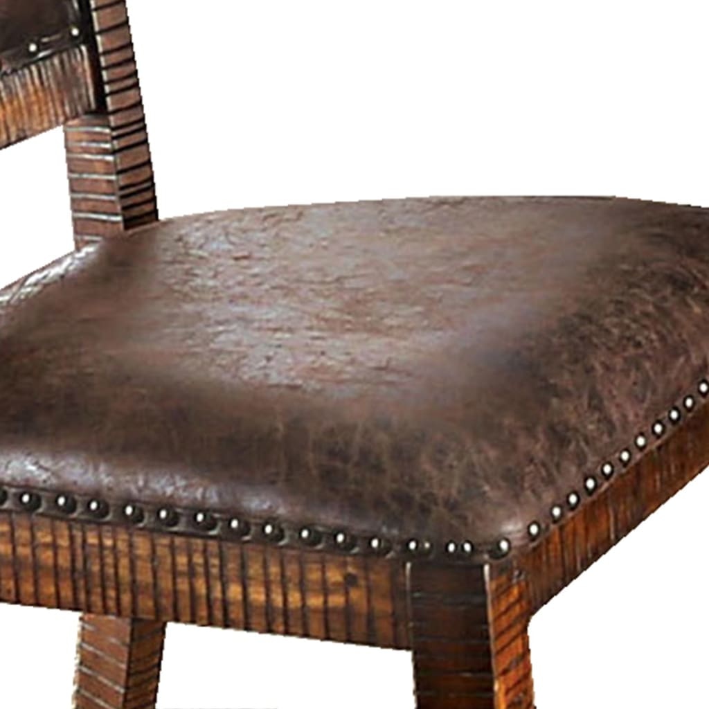 Cushioned Side Chair with Nailhead Trims Set of 2 Brown By Casagear Home BM206270