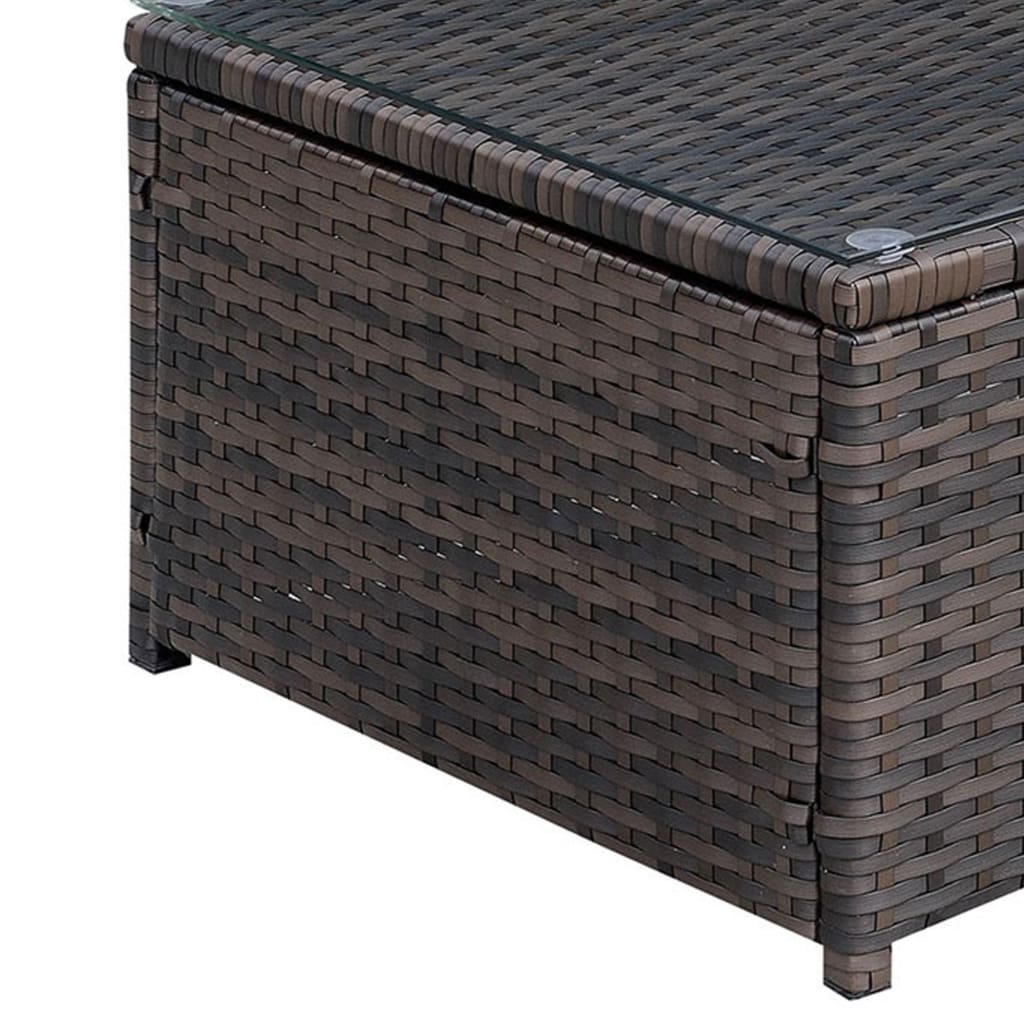 34 Rectangular Faux Rattan Coffee Table with Glass Top Brown By Casagear Home BM206283